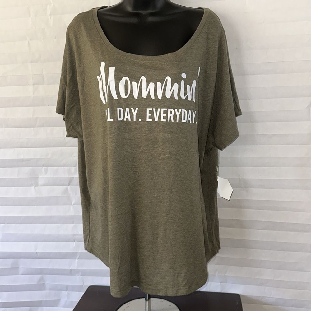 Next Level Women’s XXL Tee Olive Green Mommin All Day Everyday Shirt